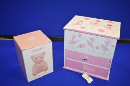 *Musical Ballerina Jewellery Box, and a Teddy Money Bank