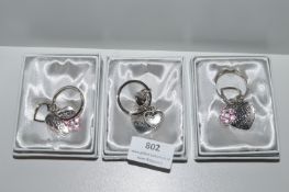 *3x Heart Keyrings