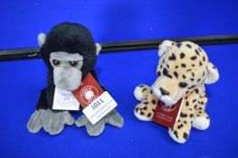 *2x Charlie Bear Cuddle Cubs Gorilla and Leopard