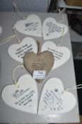 *7x Porcelain Heart Plaques
