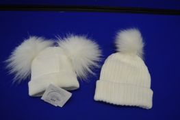 *2x White Bobble Hats - Peski 6-12 months and My Little Chick One Size