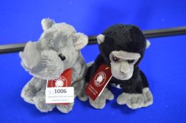 *2x Charlie Bear Cuddle Cubs Rhino and Gorilla