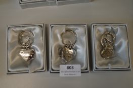*3x Heart Keyrings