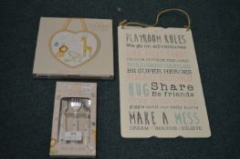 *Little Moments Heart Plaque, Knife, Fork & Spoon Set, and a Novelty Sign