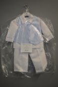*Vivaki Blue & White 4pc Special Occasion Suit Size: 3-12 months