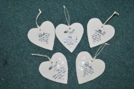 *5x Ceramic Heart Plaques