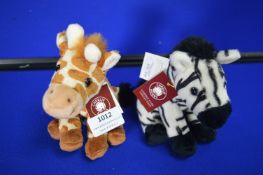 *2x Charlie Bear Cuddle Cubs Giraffe and Zebra