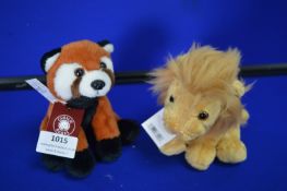 *2x Charlie Bear Cuddle Cubs Red Panda and Lion