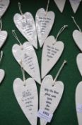 *6x Assorted Ceramic Heart Plaques