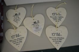 *5x Ceramic Heart Plaques