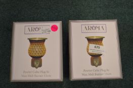 *2x Aroma Pewter Cube Plug-In Wax Melt Burners