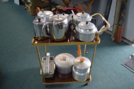 Vintage Tea Trolley, Assorted Teapots, Kitchenware, etc.
