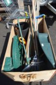 Wooden Crate of Garden Tools etc.