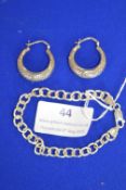 Pair of 925 Sterling Silver Earring and Chain Bracelet 11g total