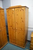 Solid Pine Double Wardrobe (matching previous lot)