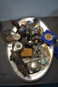 Tray Lot of Metal Collectibles and Decorative Items