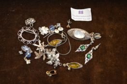 Assorted Unmarked Earrings, Brooches, Mounts, etc.