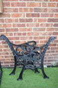 Pair of Cast Painted Iron Bench Ends with Attachment Boards