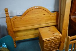 Solid Pine Double Bed Frame, and a Three Drawer Cabinet