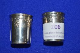 Pair of Continental 800 Grade Silver Spirit Cups 21g total