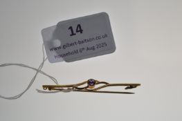 9ct Gold Bar Brooch 1.6g