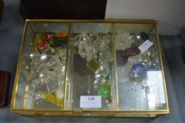 Glass Display Box Containing Crystal Animals