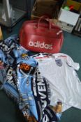 England Football Shirts, Scarves, and an Adidas Sports Holdall