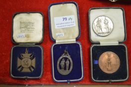 3x Rifle Association Bronze Medallions circa 1860, and One Other