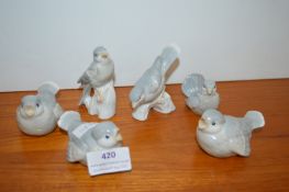 6x Porcelain Birds Figures
