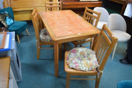 Tile Topped Kitchen Table with Four Slatback Chairs