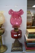 Victorian Cranberry Glass Oil Lamp