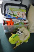 Storage Chest Containing Children’s Toys, Dino Rocker, etc.