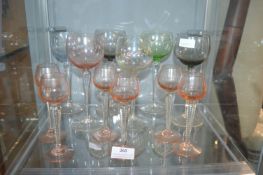 Coloured Wine and Sherry Glasses, and