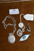Assorted Silver Jewellery, Lockets, Medallions, etc. 39g total