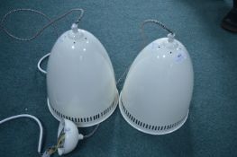 Pair of Cream Metal Pendant Lamps