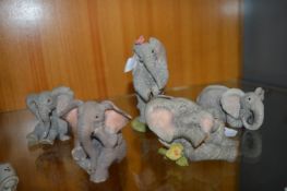 5x Small Elephant Figures Including Tuskers