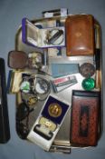 Tray Lot of Collectibles and Small Boxes etc.
