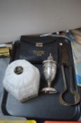 Vintage Items Including Lampshade, EPNS Pot, Sheers, etc.