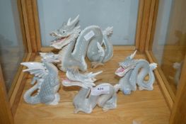 4x Porcelain Dragon Figures by John Jenkins