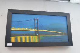 Oil on Canvas Humber Bridge at Night by B. West
