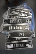 8x Art Deco Style Aluminium Door Signs