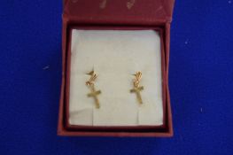Pair of 9ct Gold Crucifix Earrings 0.3g