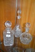 3x Cut Glass Lead Crystal Decanters
