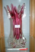 Murano Cranberry Glass Vase