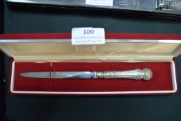 Hallmarked Sterling Silver Handled Letter Opener - Sheffield 1983