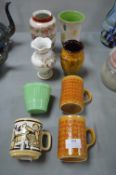 Three Hornsea Pottery Mugs, plus Assorted Vases, e