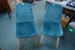 Pair of Teal Upholstered Side Chair