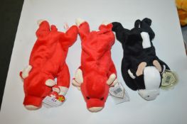 3x TY Beanie baby cows