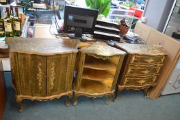 Set of 3 Distressed Decorative Cabinets for Restoration