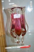 Murano Cranberry Glass Vase